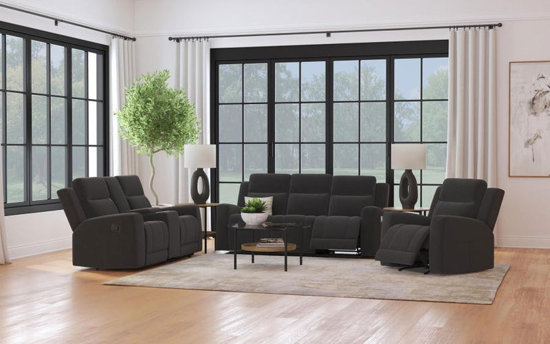 Brentwood Upholstered Reclining Sofa Set Dark Charcoal 3-piece