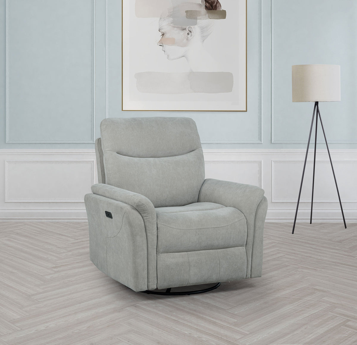 Adler Upholstered Power Swivel Glider Recliner