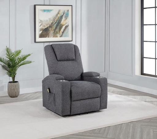 Louie Chenille Upholstered Power Lift Massage Chair Dark Grey