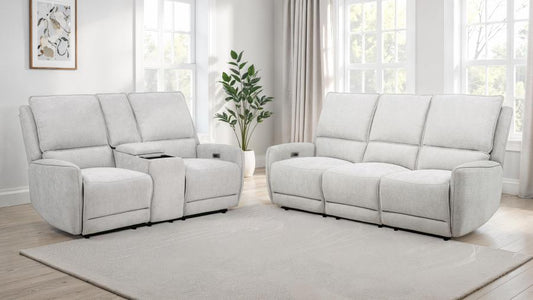 Sylmar Chenille Power Reclining Sofa Set Dove Grey 2-piece