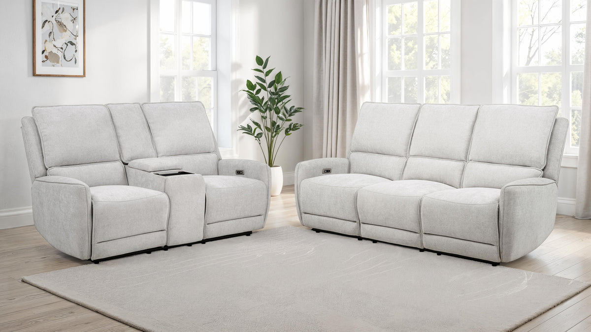 Sylmar Chenille Power Reclining Sofa Set Dove Grey