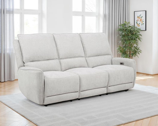 Sylmar Chenille Upholstered Power Reclining Sofa Dove Grey Default Title