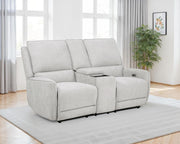 Sylmar Chenille Upholstered Power Reclining Loveseat Dove Grey Default Title
