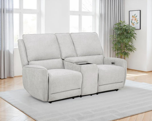 Sylmar Chenille Upholstered Power Reclining Loveseat Dove Grey Default Title