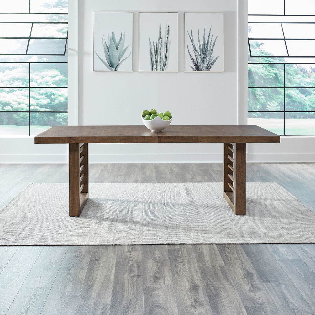 Shaker Lakes - Double Pedestal Table Set - Harvest Brown