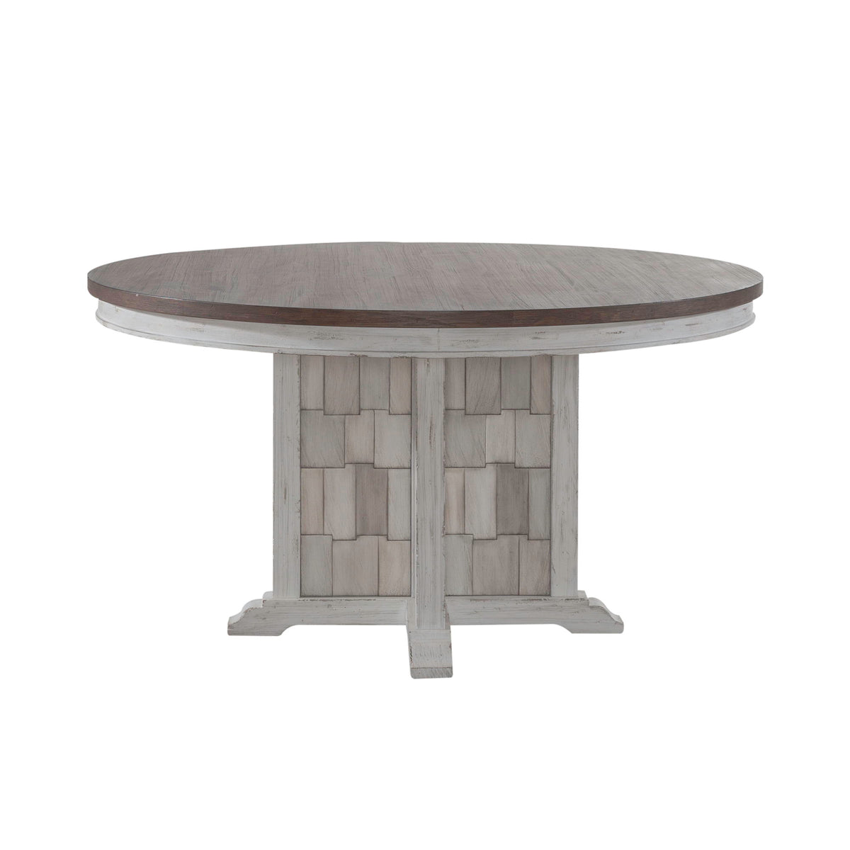 River Place - Pedestal Table - Riverstone White & Tobacco