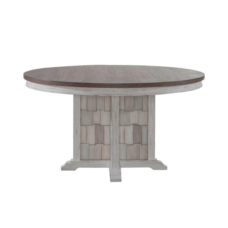 River Place - Pedestal Table - Riverstone White & Tobacco
