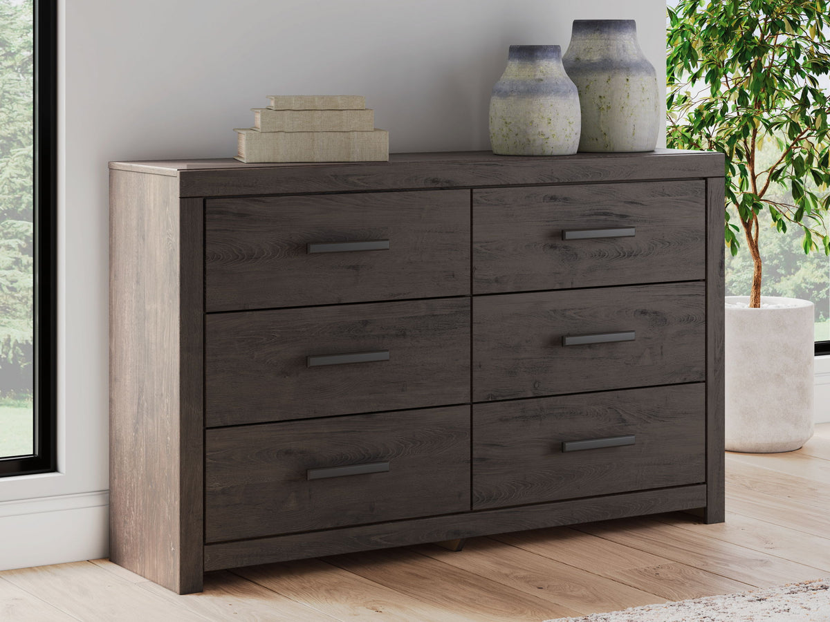 Prendonea - Six Drawer Dresser - Charcoal