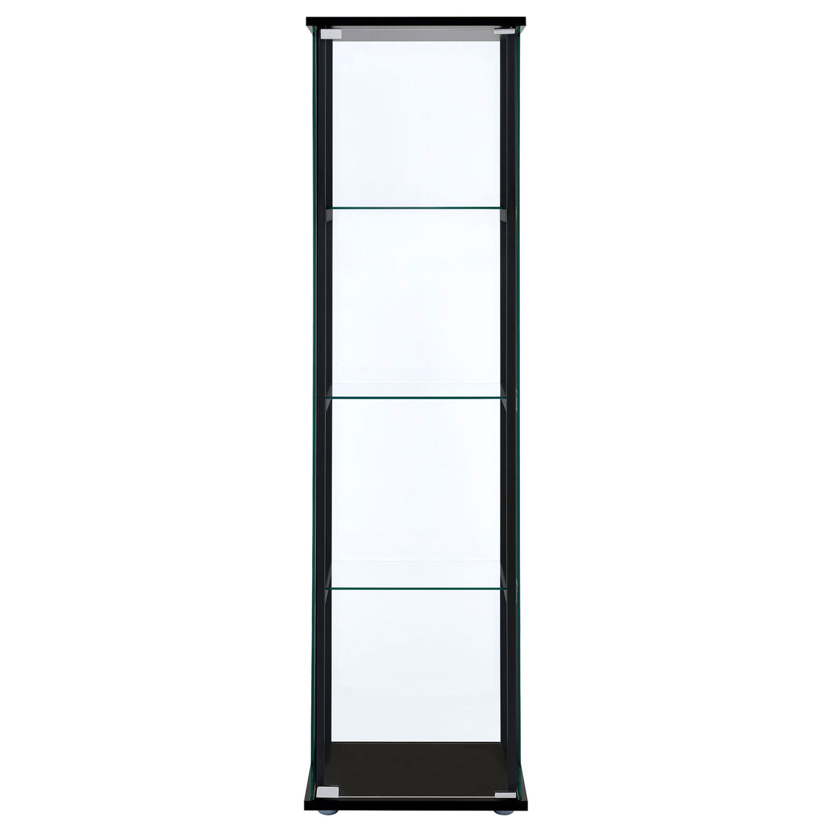 Cyclamen 4-shelf Clear Glass Curio Display Cabinet Black