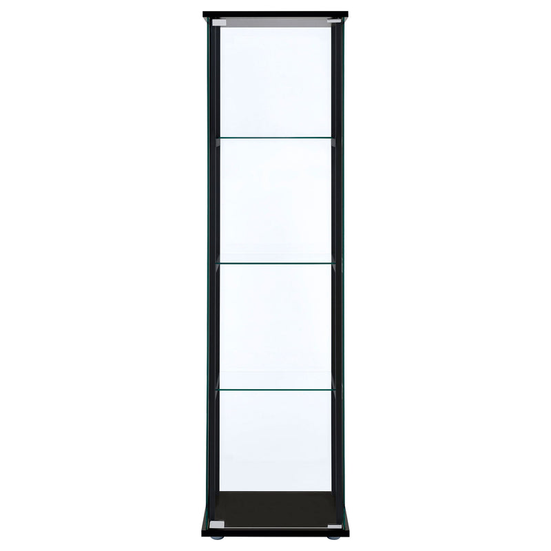 Cyclamen 4-shelf Clear Glass Curio Display Cabinet Black