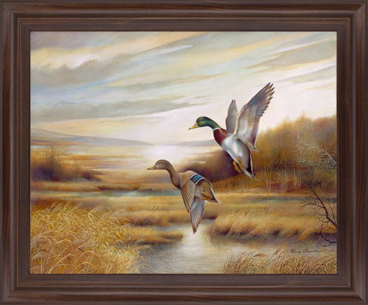 Autumn Marsh Duo - 28" x 34" Framed Wall Art - Light Brown