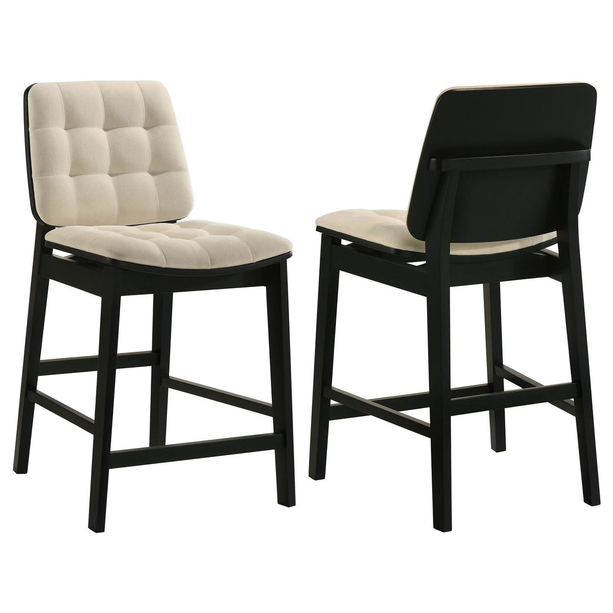 Redbridge Velvet Upholstered Counter Chair Cream and Black (Set of 2)