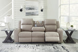 Lavenhorne Reclining Sofa with Drop Down Table - Pebble