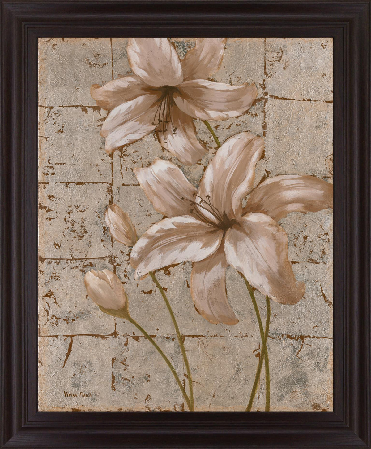 Blush Petals - 28" x 34" Framed Wall Art - Beige