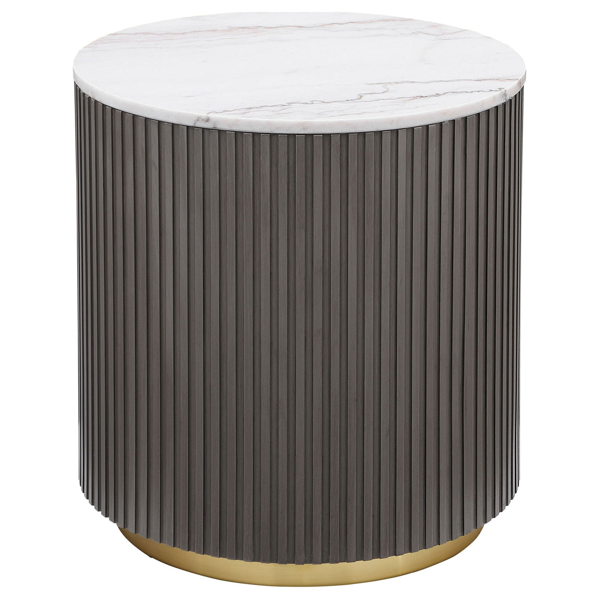 Jason 2-piece Round White Marble Coffee Table Set Charcoal