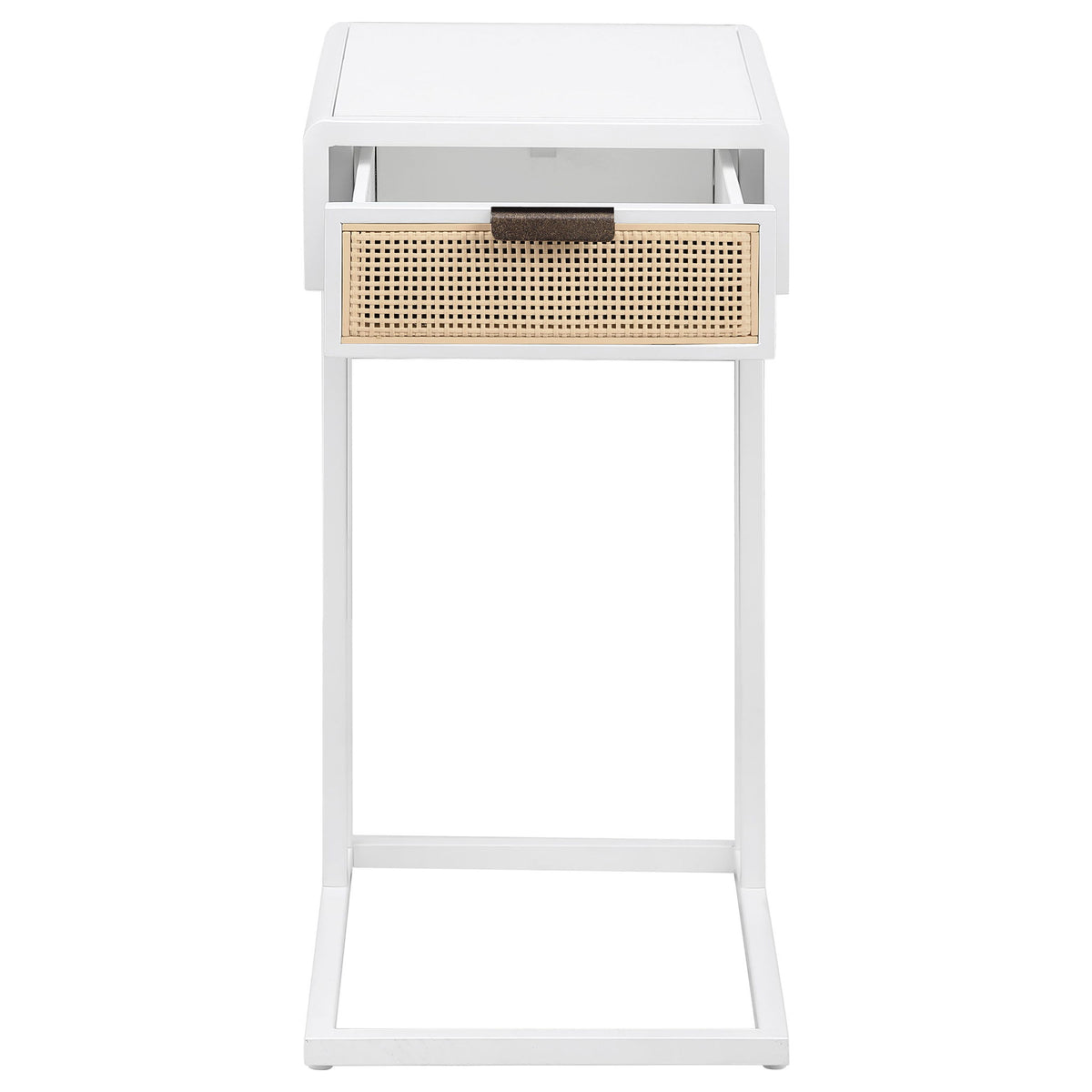 Amherst 1-drawer Radio Weave Cane Metal Side Table White
