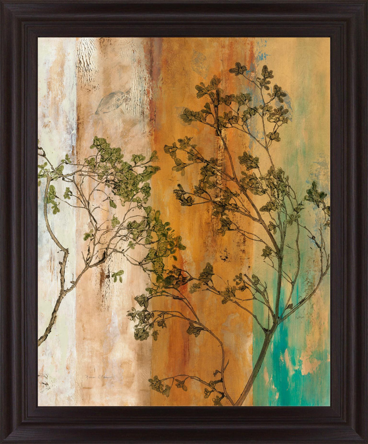 Autumn Branch Reverie - 28" x 34" Framed Wall Art - Green