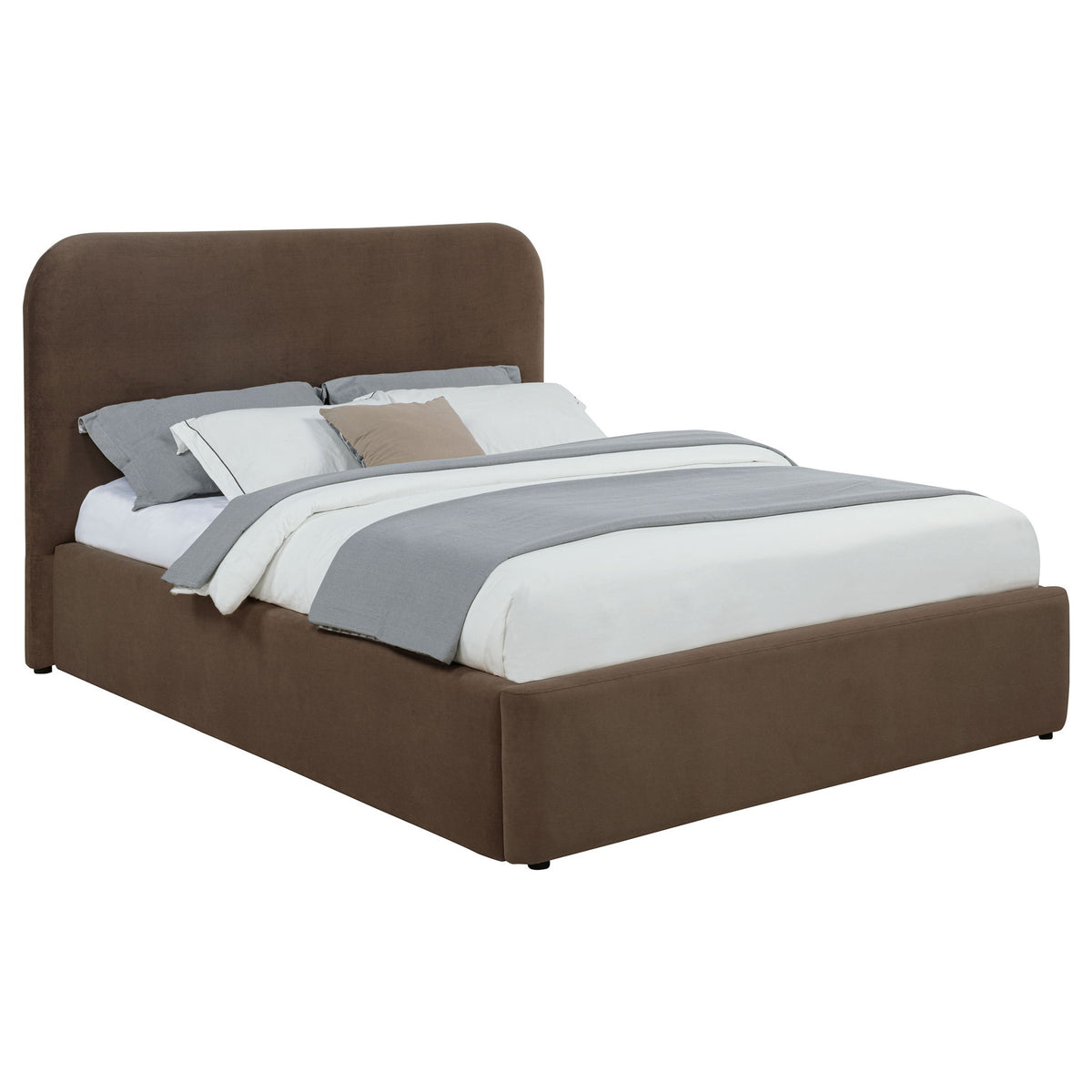 Anders Upholstered Eastern King Storage Lift Platform Bed Chocolate