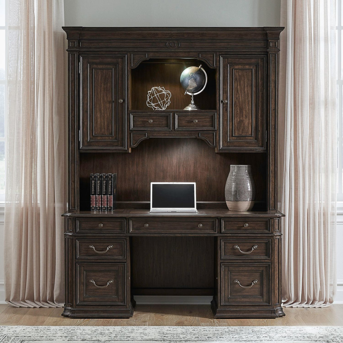 Provence Park - Jr Executive Credenza Hutch - Chateau Brown