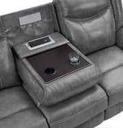 Conrad Upholstered Padded Arm Motion Sofa Set Grey