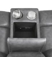 Conrad Upholstered Padded Arm Motion Sofa Set Grey