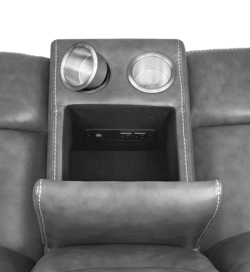 Conrad Upholstered Padded Arm Motion Sofa Set Grey