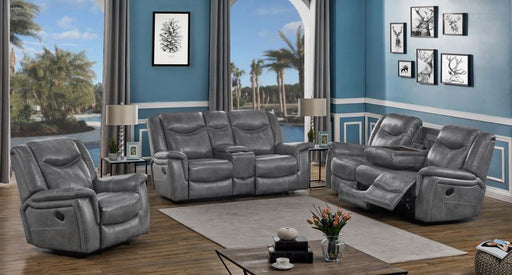 Conrad Upholstered Padded Arm Motion Sofa Set Grey 3-piece