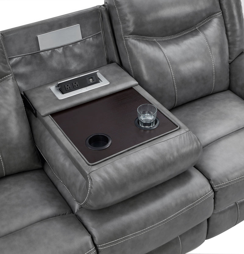 Conrad Upholstered Padded Arm Motion Sofa Set Grey