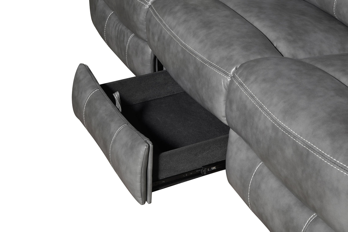 Conrad Upholstered Padded Arm Motion Sofa Set Grey