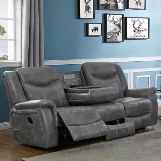 Conrad Upholstered Padded Arm Motion Sofa Grey Default Title