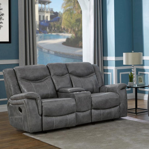 Conrad Upholstered Padded Arm Glider Loveseat Grey Default Title