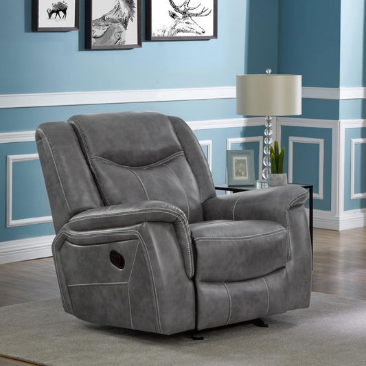 Conrad Upholstered Padded Arm Glider Recliner Grey Default Title