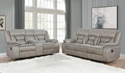 Greer Upholstered Reclining Sofa Set Taupe 2-piece