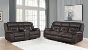 Greer Upholstered Reclining Sofa Set Brown 2-piece