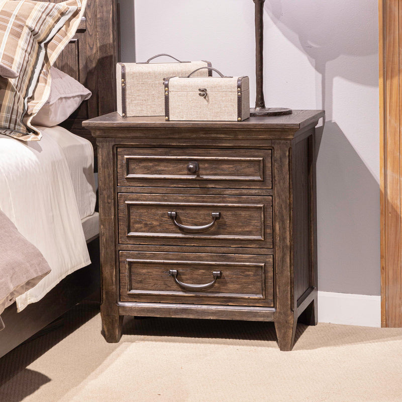 Paradise Valley - Nightstand With Charging Station - Saddle Brown