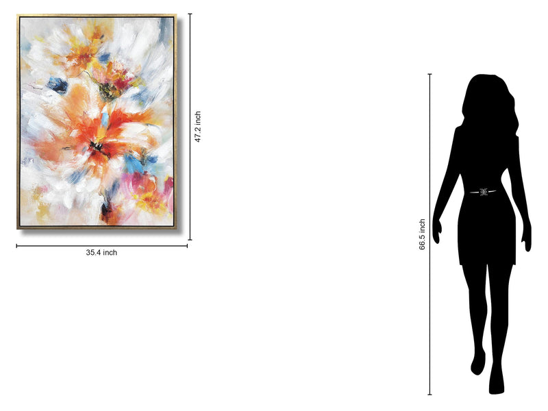 Radiant Petal Dance - 35" x 47" Framed Wall Art - Orange