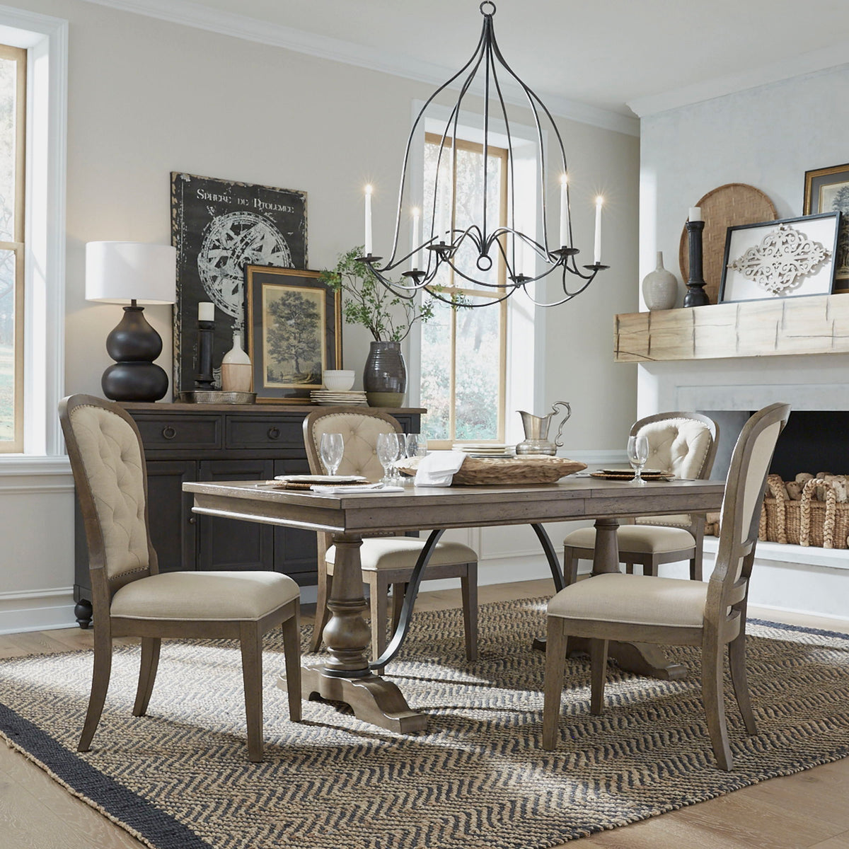 Americana Farmhouse - Dining Room Trestle Table Set