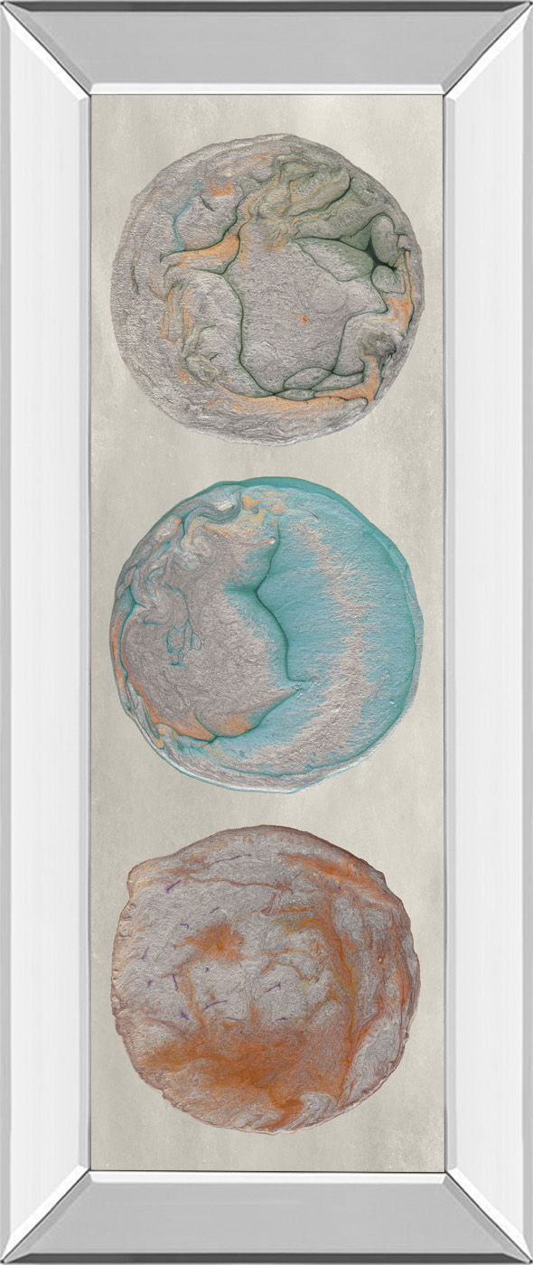 Planet Trio Il By Alicia Ludwig - Mirror Framed Print Wall Art - Beige