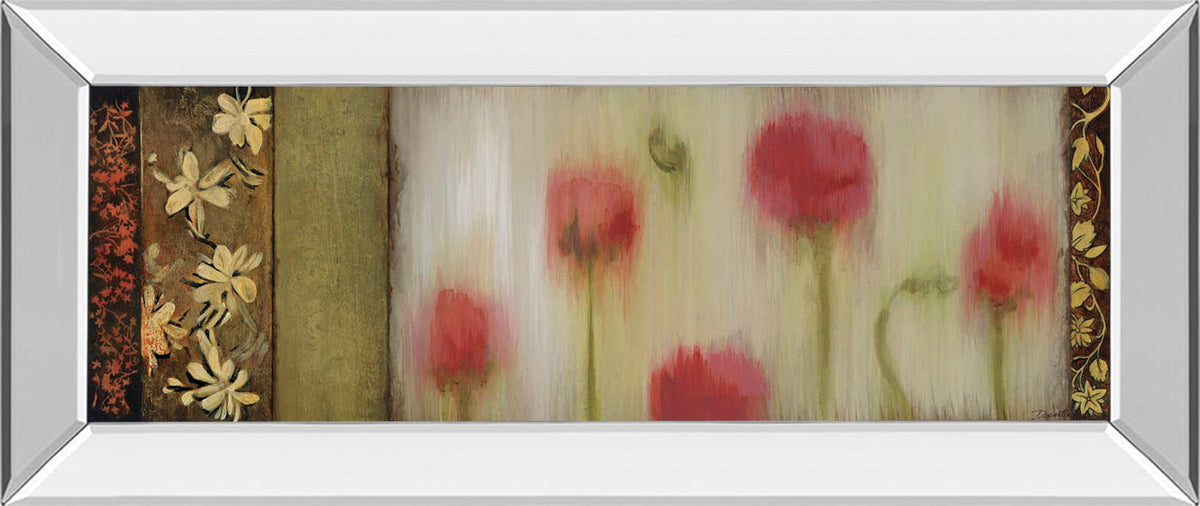 Rain Flower Il By Dysart - Mirror Framed Print Wall Art - Beige