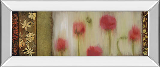 Rain Flower Il By Dysart - Mirror Framed Print Wall Art - Beige
