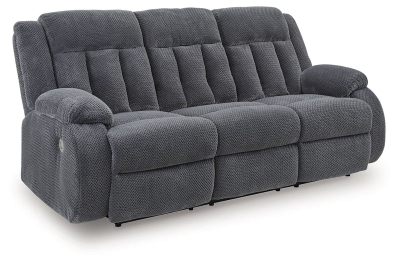 Observation - Reclining Power Sofa With Drop Down Table - Steel