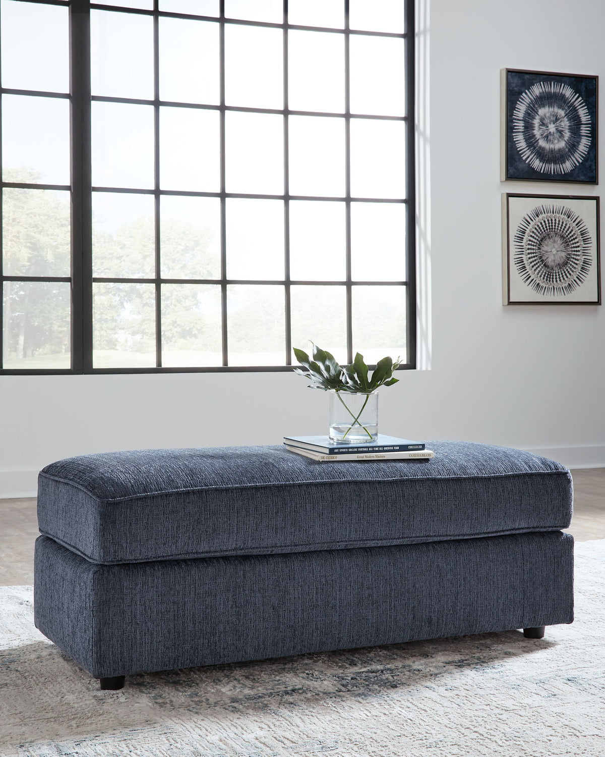 Albar Place - Oversized Accent Ottoman - Cobalt