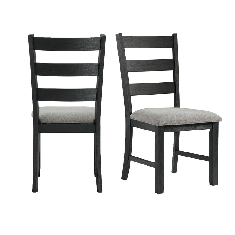 Martin - Dining Side Chair With Gray Fabric (Set of 2) - Black Finish