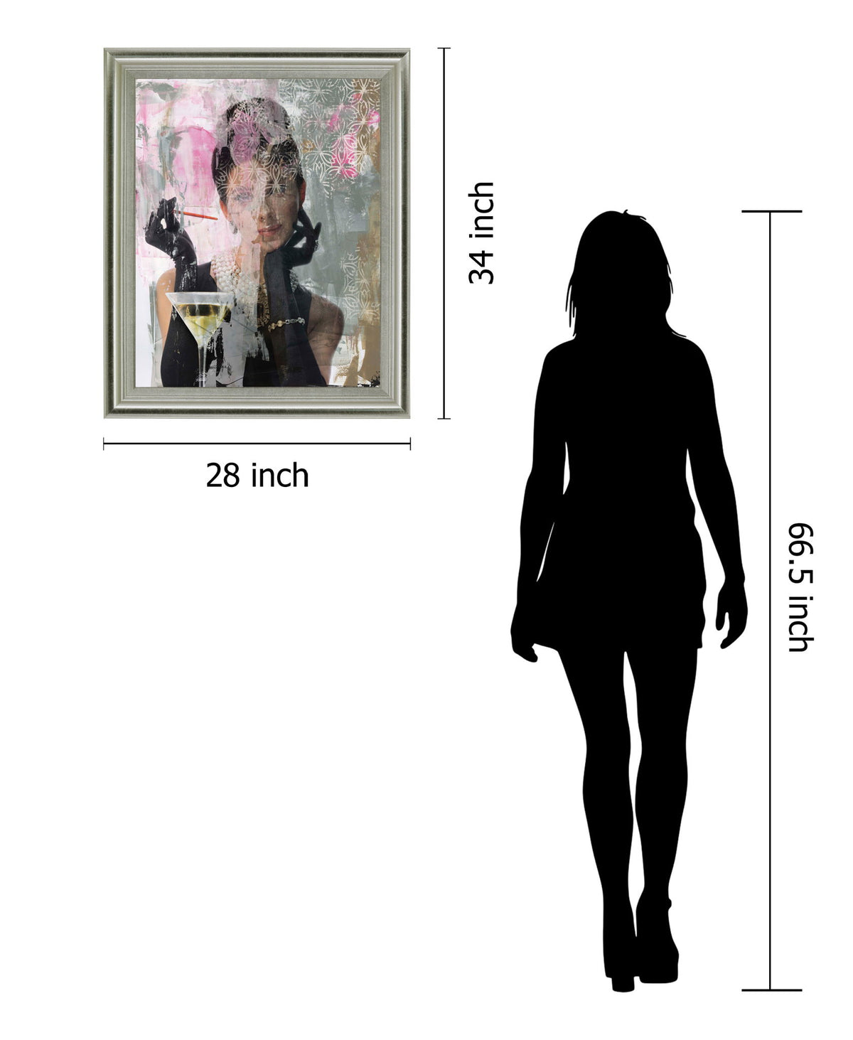 Chic Glamour Muse - 28" x 34" Framed Wall Art - Gray