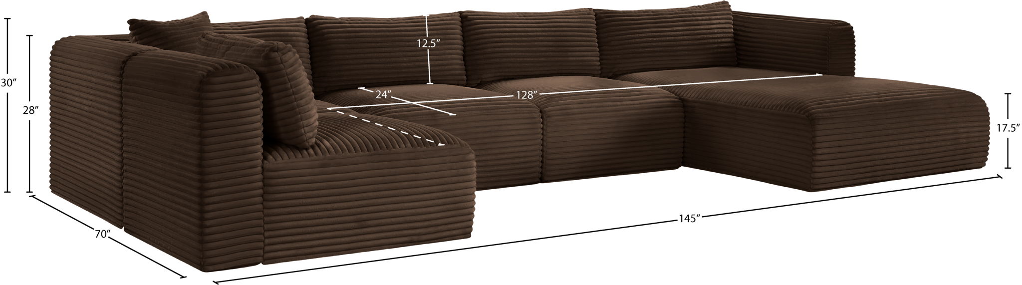 Shaggy - 5 Piece Modular U-Shaped Sectional
