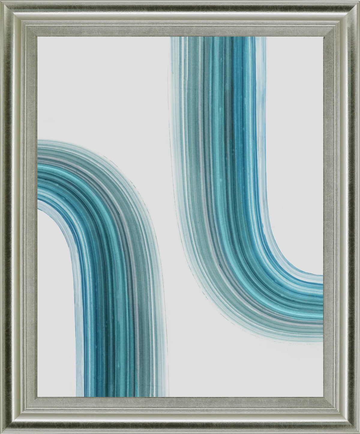 Curved Streams - 28" x 34" Framed Wall Art - Light Blue
