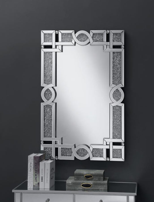 Jackie - Acrylic Crystal Frame Wall Mirror - Silver