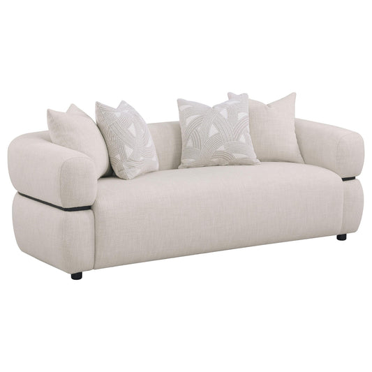 Jeanette 84-inch Fabric Upholstered Round Arm Sofa Beige