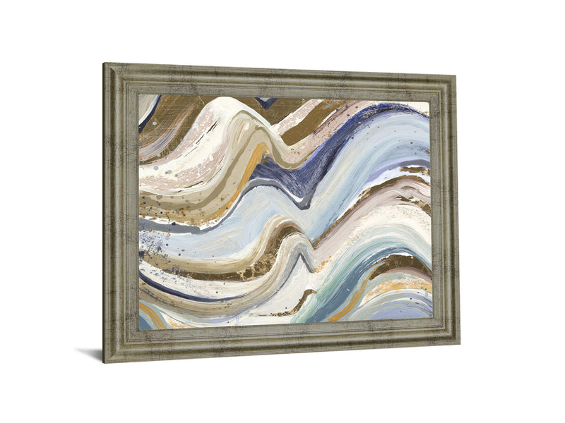 Golden Crest Waves - 28" x 34" Framed Wall Art - Beige