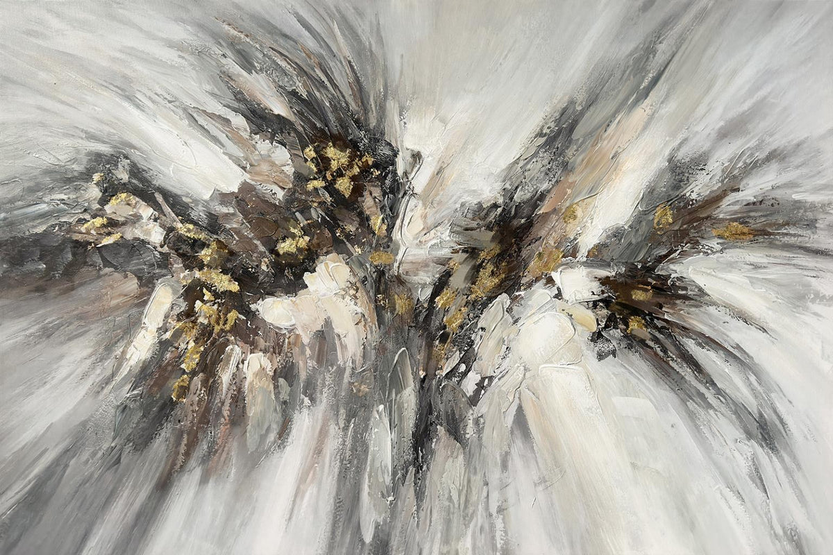 Warp Speed Abstract - Hand-painted Wrapped Canvas - Gray